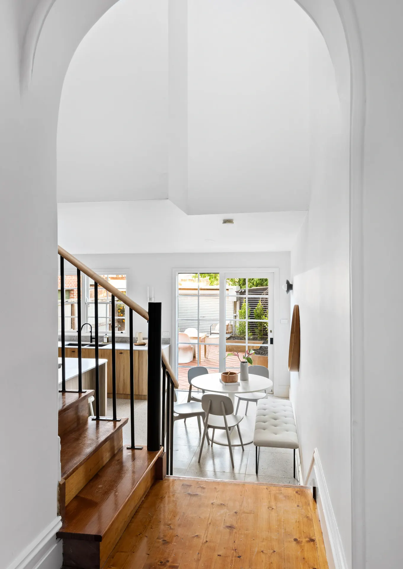 Newport weatherboard whole-home renovation — entry to kitchen