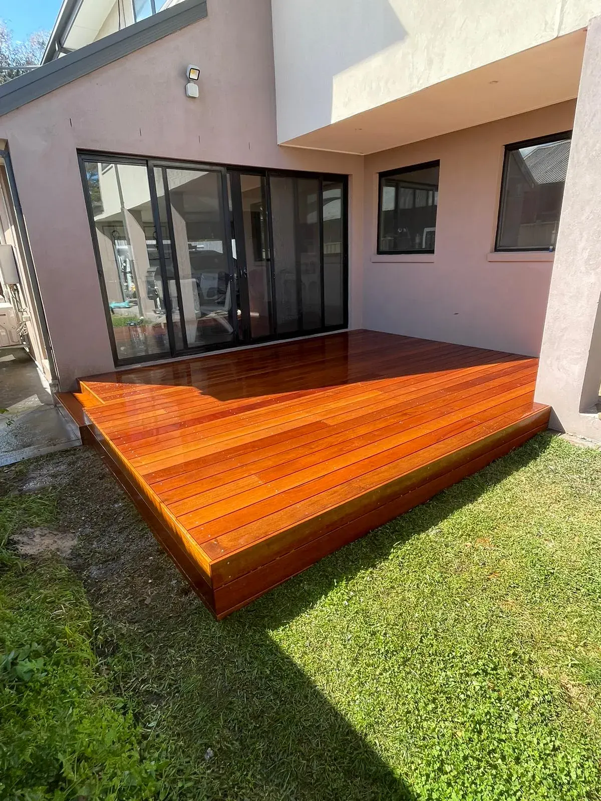 Merbau platform deck off sliding doors